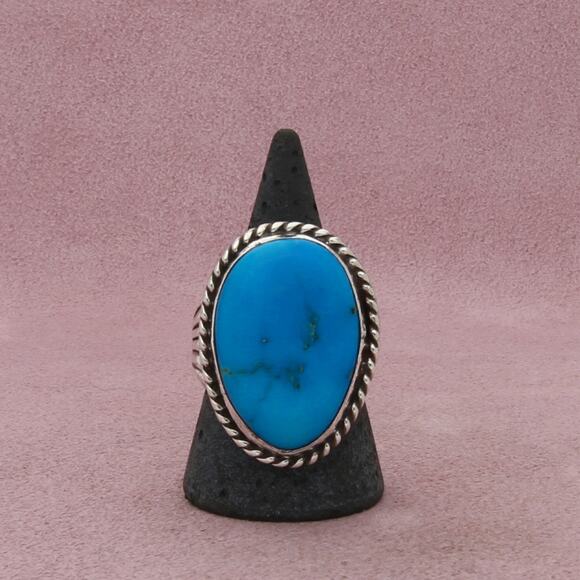 navajo sterling silver mens vintage braided turquoise ring size 10.25